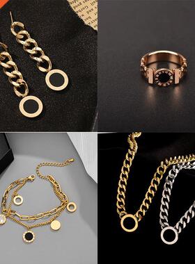 MEYRROYU Stainless Steel Punk Roman Numerals Fashion Jewelry