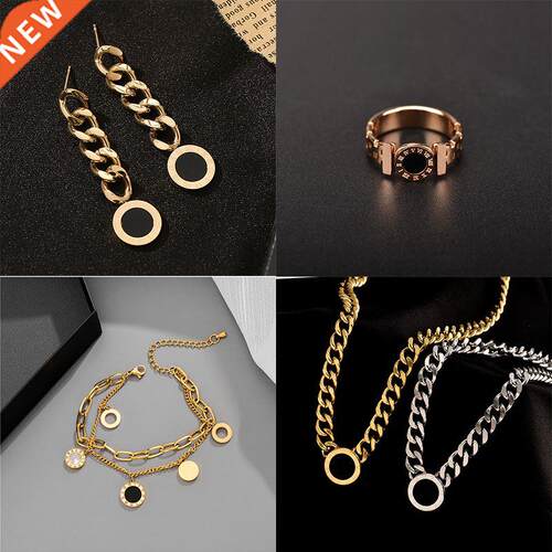 MEYRROYU Stainless Steel Punk Roman Numerals Fashion Jewelry