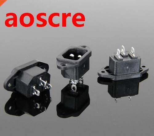 10 Pcs Power Plug Socket AC 250V 10A Black  Pins IEC20 C14