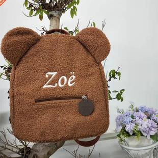 Personalised Embroidery Bear Backpack Embroidered Portable C