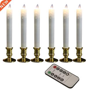 Pack of 6 LED Taper Candles Remote Control Plastic Flameless