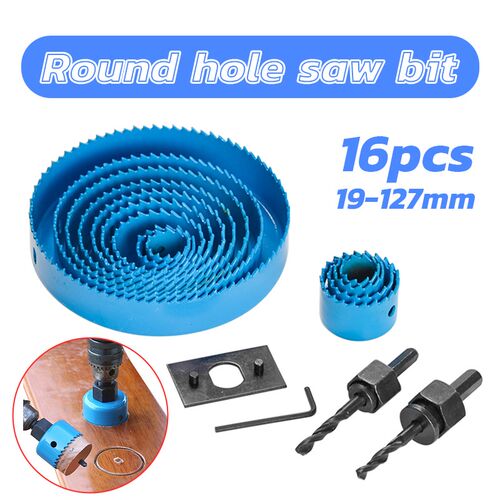 16pcs/Set Carbon Steel Holesaw Set Circle Wood Round Cutter