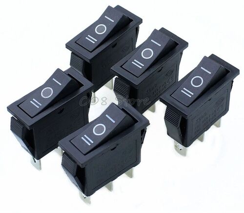 5 uds. x interruptor basculante de barco negro de 3 posicion
