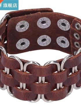 djustble Snp Clsp Metl Inlid Split Lether Retro Style