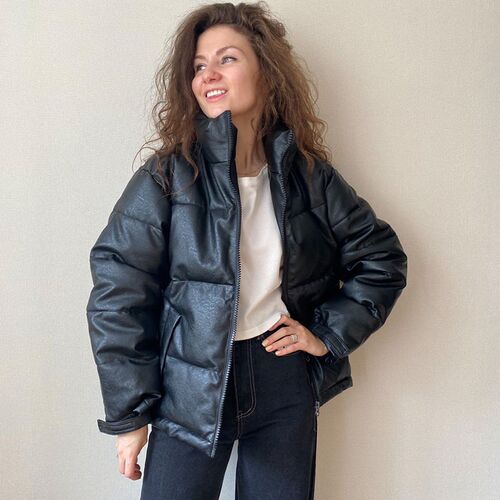 Women Winter PU Leather parkas 2020 new Solid thicken zipper