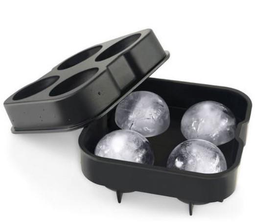 Cocktail Whiskey Ice Ball Maker Ice Cube Tray 4 Ice Molds Ma图片