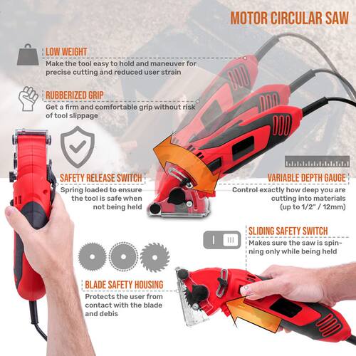 Mini Circular Saw 400W 4100RPM Comapct Circular Saw with  S