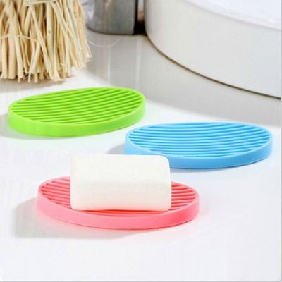 Portable Silicone Flexible Toilet Soap Holder Plate Drain Ba