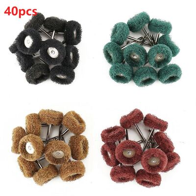 40pcs Mini Drill Abrasive Brush Nylon Buffing Polishing Whee