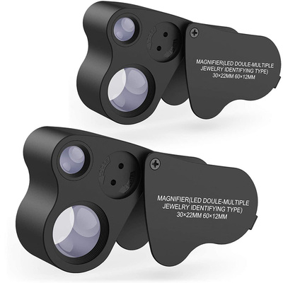 Jewelry Loupe,2 Pack 30X 60X Illuminated Jeweler Loupe nifie