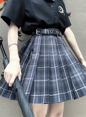 Black Pleated Plaid Skirt Preppy Style Tennis Skirt Anime Pl