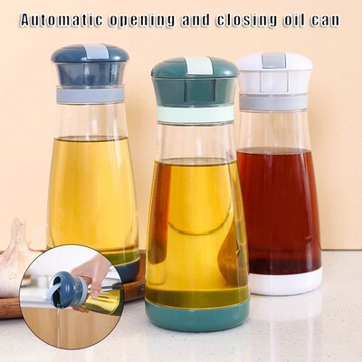 Automatic Open No Drip Glass Bottle Kitchen Oil Vinegar Meas