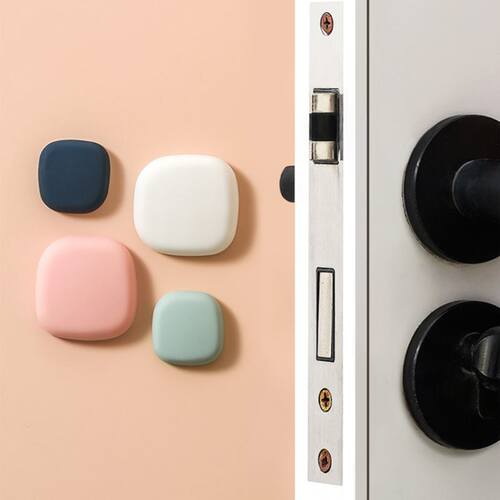 4Pcs Cobblestone Square Silicone Door Stopper with Self he