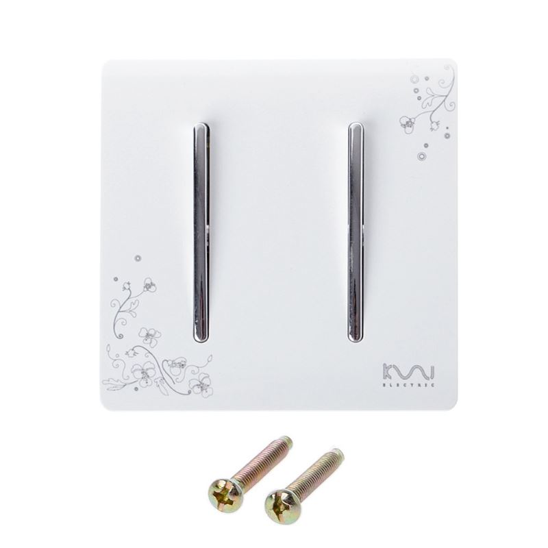 Luxury Wall Light Switch 2 Gang 1 Way Ivory White Brief Art