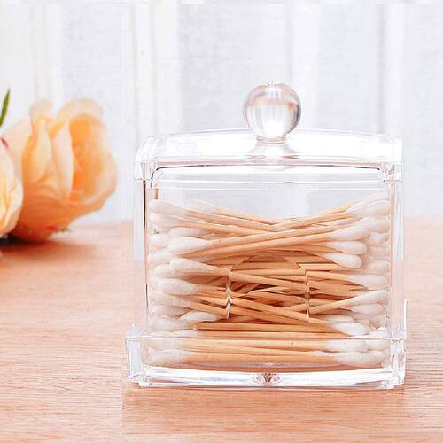 Transparent Cotton Puff Storage Box Square Round Cotton Swab
