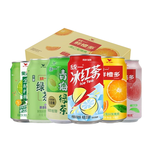 统一饮料310ml*12罐鲜橙多蜜桃多金橘柠檬青梅绿茶冰红茶易拉罐装