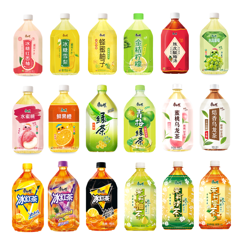康师傅饮料1000ml*12瓶组合整箱冰红茶绿茶蜜茶乌龙茶酸梅汤1升装