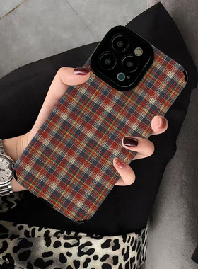 适用vivo x100手机壳x60pro x70 x50pro新款x27 90 x23幻彩版x80proplus创意个性保护套硅胶软壳红灰条纹格子