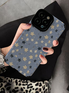 适用小米13手机壳11 10 17promax 11ultra新款14pro 9 15创意10 pro个性保护套硅胶软壳女高级蓝色黑白星星