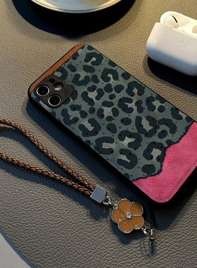 拼接灰色豹纹粉新款适用华为p50promate50手机壳mate40 80pro+20pro硅胶p20 60 p40皮纹全包防摔保护套女挂绳