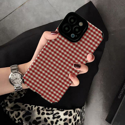 适用华为mate50 Pro手机壳40 80 pro mate60pro新款5G版 P40 P50 P30 PRO个性创意保护套硅胶软壳潮红白格子