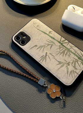 适用oppofind x7 x6 x5 pro/x3/r17/R15梦境版手机壳r11s硅胶创意皮纹全包防摔保护套女挂绳新款绿色水彩竹子