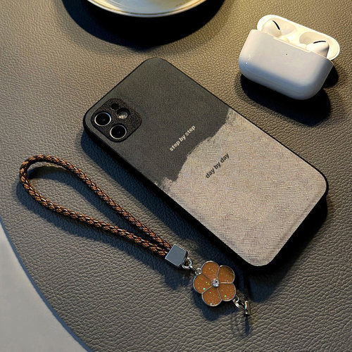 黑灰拼色潮牌英文适用vivo iqoo neo9 neo6se/neo5活力版10pro/neo8手机壳硅胶创意个性皮革纹防摔保护套挂绳