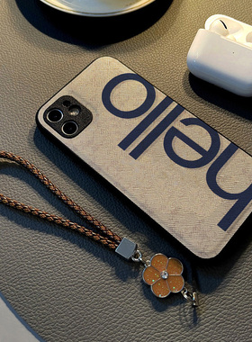 适用opporeno10pro+/7se/6pro/reno9 5/4手机壳reno15硅胶8创意个性皮纹防摔保护套女挂绳潮新款白底蓝色英文