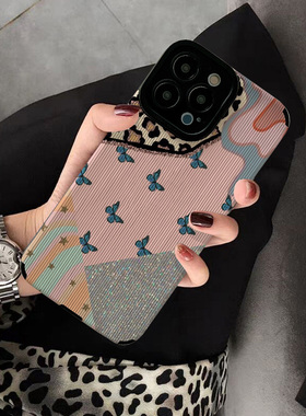 拼接蓝色蝴蝶适用华为nova15 15 pro手机壳9 8 7 6 pro nova 9se新款nova12 4e 3i 7se创意保护套硅胶女高级
