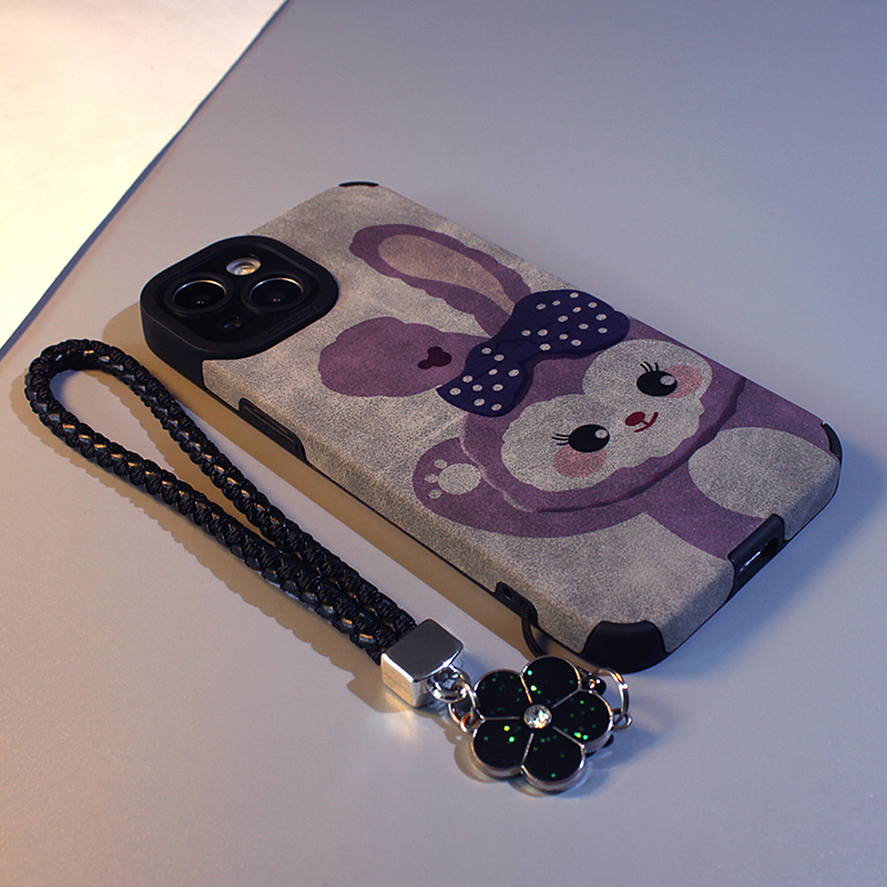 适用vivo iqoo neo8 6se 5活力版手机壳10 11新款5s羊巴皮7手绳挂绳iqoo 9pro neo9 z5x软保护套星黛露紫兔子
