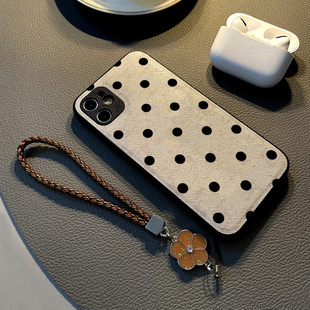 pro x80 x70pro x60 白底黑色波点 适用vivox100 x50手机壳x30硅胶x27创意皮纹防摔软壳保护套女挂绳新款 x90