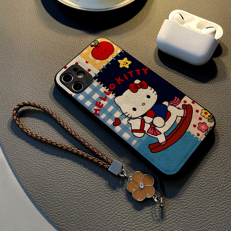 适用华为荣耀x70i x60pro 200pro x40i/x50i手机壳x60i女硅胶创意皮革纹防摔软保护套挂绳新款格子木马猫咪