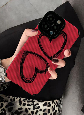 适用oppo reno10手机壳7 6 11PRO新款reno5 4 reno9 8pro 7se 5G版个性创意保护套硅胶壳软壳女红色手绘爱心