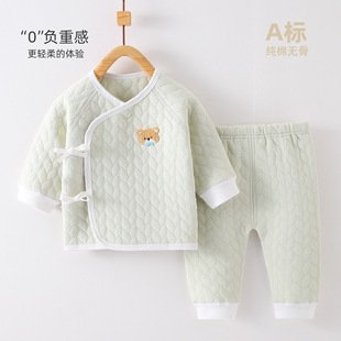 秋冬季 初生儿满月两件 保暖夹丝婴儿分体套装 新生宝宝秋衣秋裤
