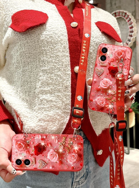 适用vivos20 s19 s18超好壳手机壳s17 s16 s15蛇年红色玫瑰花s12 s10 s7斜挎x200 x100 x90女神x21 x20 x9s套