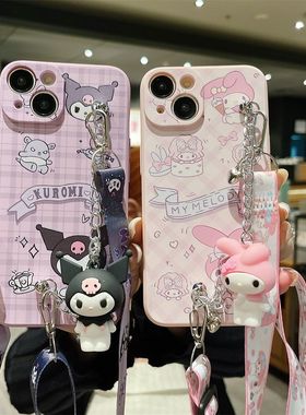 适用于华为荣耀note10手机壳少女新款play6c卡通库洛米play7t斜挎背带magic5可爱美乐蒂magic4全包防摔保护套