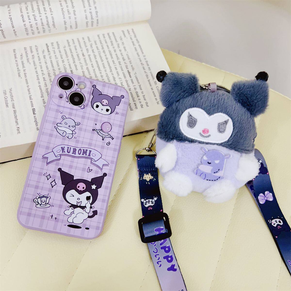 适用于华为p40手机壳新款冬天毛绒p40pro卡通三丽鸥库洛米p40pro+女可爱美乐蒂p60pro斜挎背带全包防摔保护套