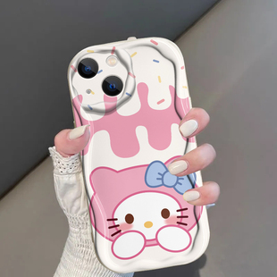 粉HelloKitty三丽鸥opporeno5手机壳新款reno5pro女reno5k玉桂狗reno4卡通reno3全包reno6防摔reno7 8奶油壳
