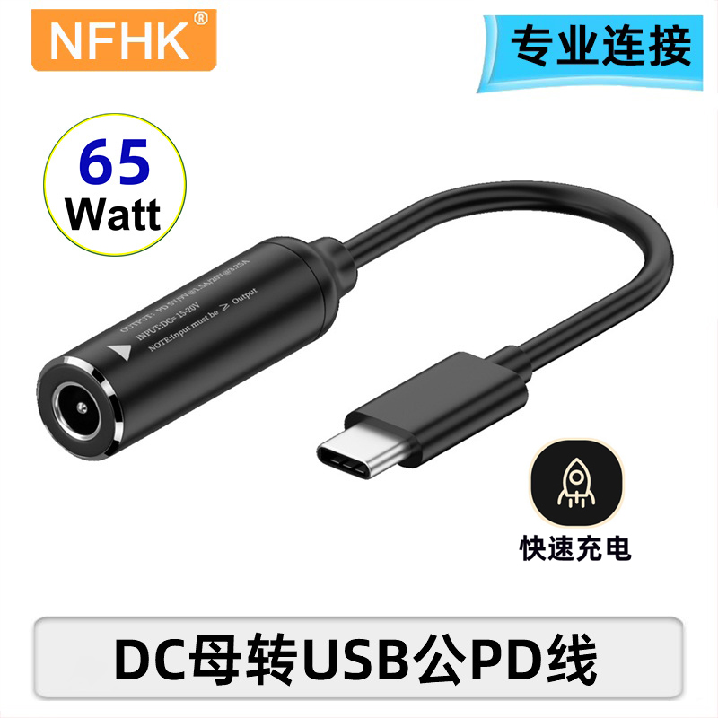 NFHK转接线DC转type-c充电PD65w