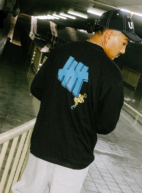 UNDEFEATED五条杠官方秋季新品潮流美式潮流橄榄球趣味长袖T恤