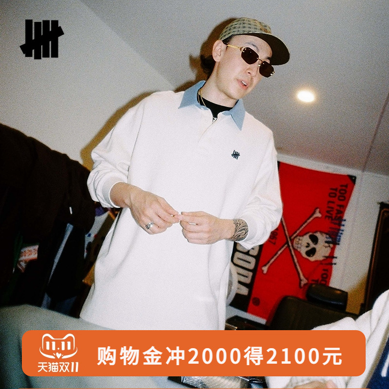 五条杠复古马球衫牛仔领polo衫