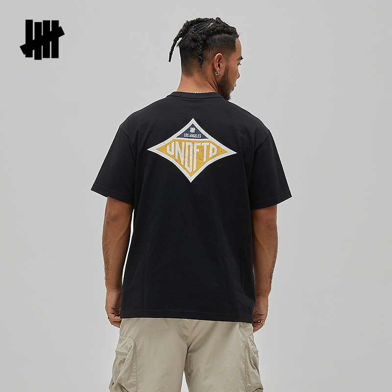 五条杠宽松圆领短袖T恤