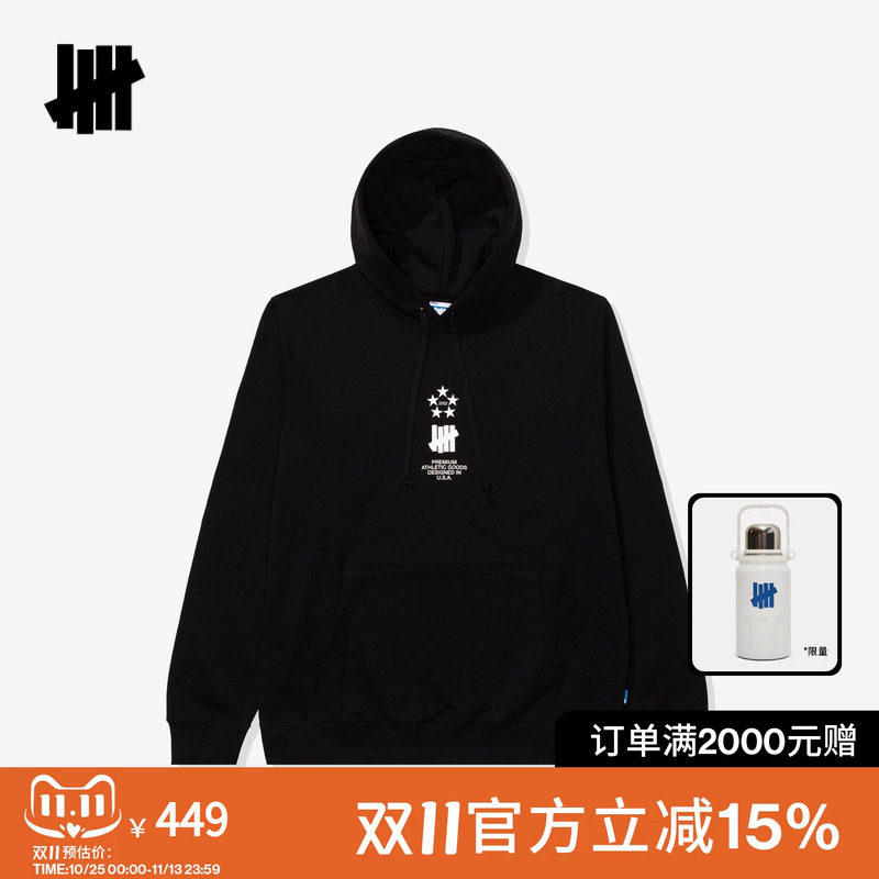 UNDEFEATED五条杠官方秋季时尚潮流美式运动星星图案连帽卫衣