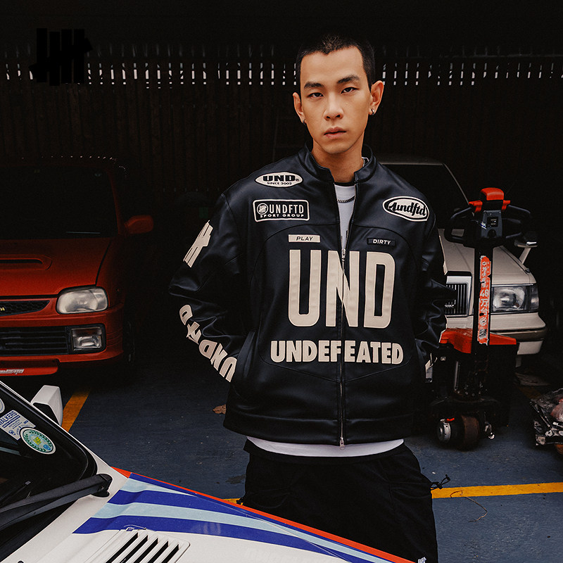 UNDEFEATED五条杠官方春季新品赛车主题PU夹克