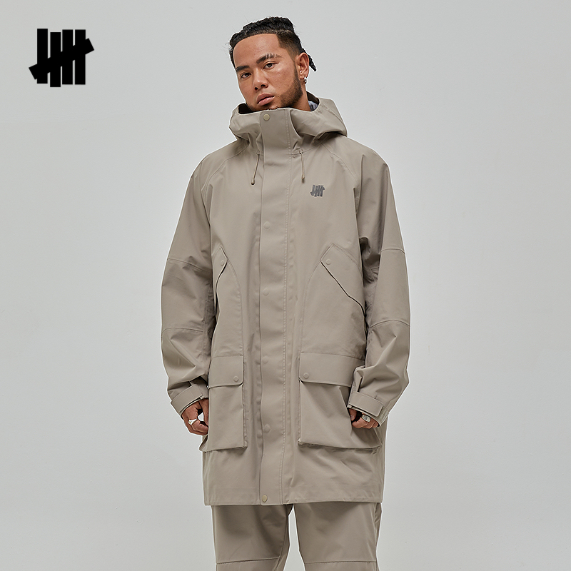 UNDEFEATED五条杠官方春季新品中长款全压胶三层户外防泼水外套