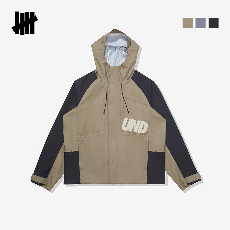 UNDEFEATED五条杠官方秋季新品后背立体口袋防泼水连帽户外外套