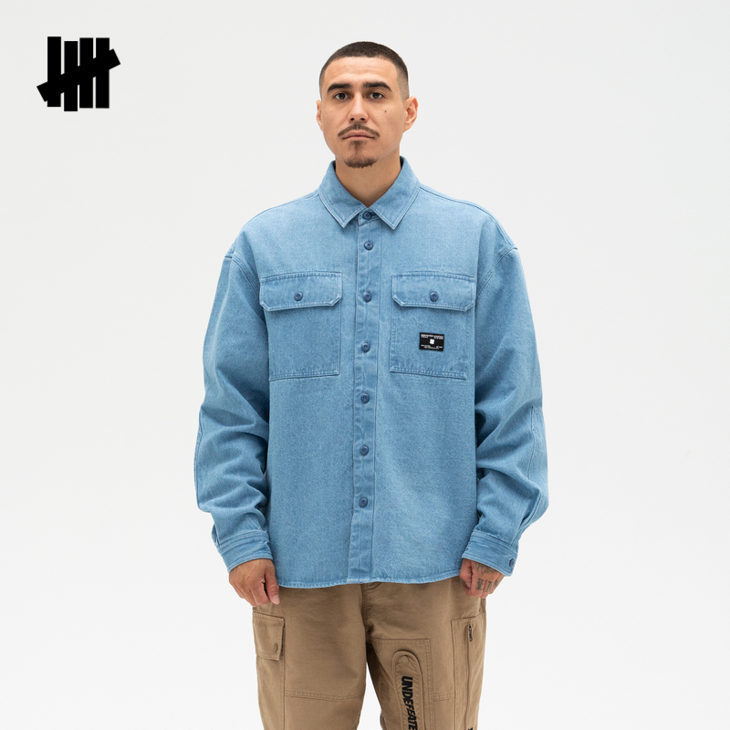 潮流休闲贴布长袖衬衫