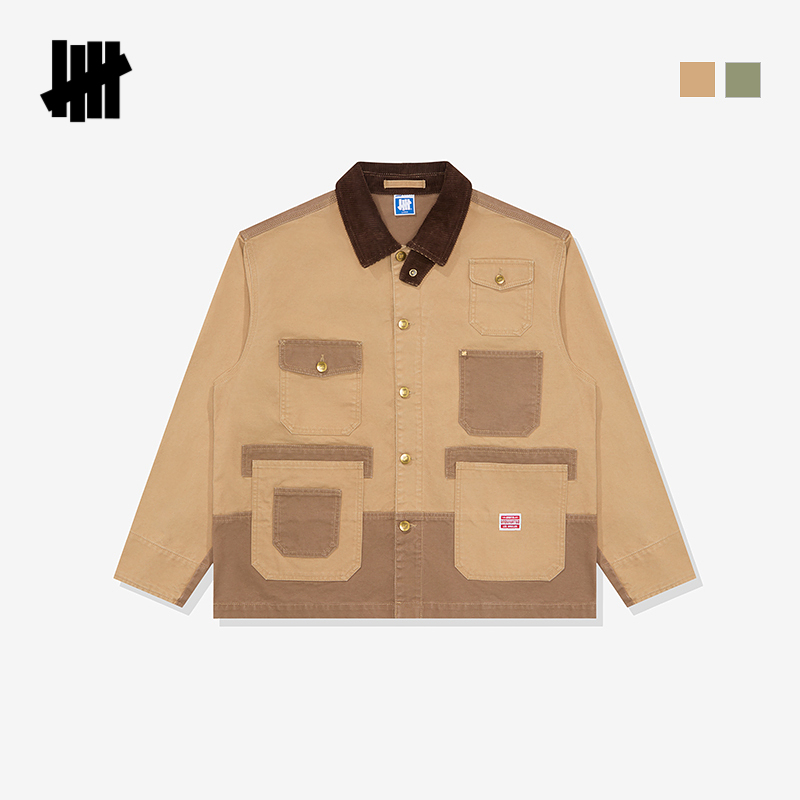 五条杠拼接设计宽松工装夹克外套