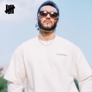 UNDEFEATED五条杠官方秋季新品时尚潮流华夫格材质拼接长袖T恤