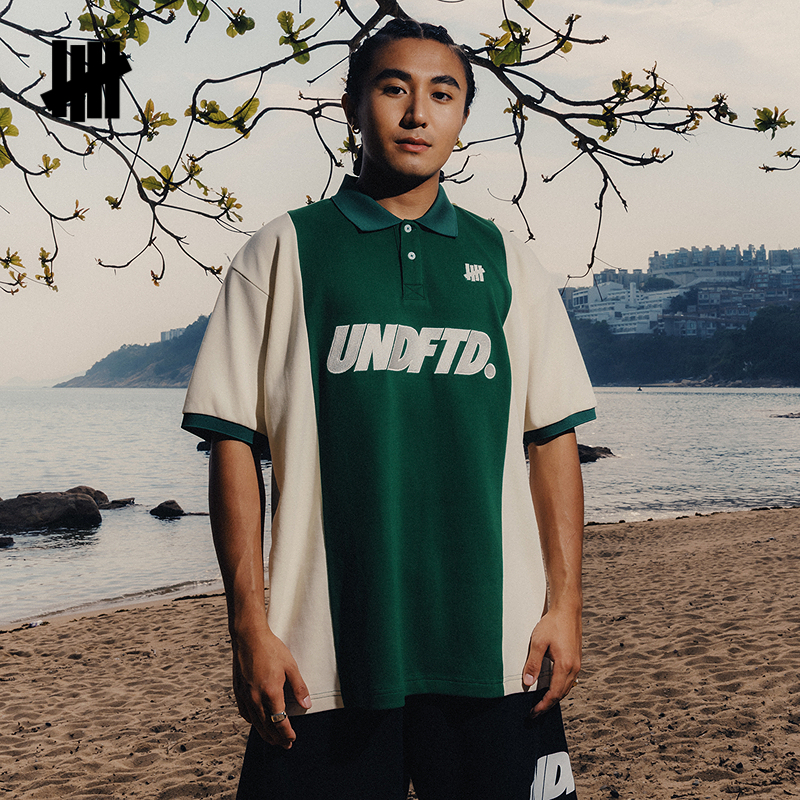 五条杠POLO领短袖T恤男